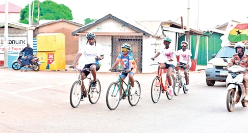 11-year-old Ekua Bafowah Asumang (2nd from left) leading the team on the exercise