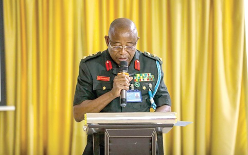 Colonel Anorph Barnabas Akanbong — Director of Training at the KAIPTC, speaking at the opening of the training