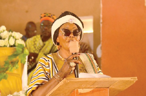 Tenmaligo Pognaba Helene Adonkolgo Barnabas (left) speaking at the event