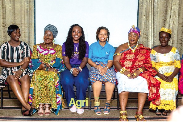 Theresa Randolph (3rd from right), Managing Director of YARA, Alberta Nana Akyaa Akosa (3rd from left), and some members of the Women in Food and Leadership Training Forum and Gold in the Soil Awards after the launch