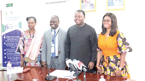 Rev. John Ntim Fordjour (2nd from right), a Deputy Minister of Education; Mamle Andrews (right), Chief Director, Ministry of Education; Prof. Samuel Kobina Annim (2nd from left), Government Statistician, and Dr Grace Bediako, former Government Statistician