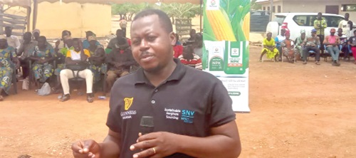 Nelson Gulbi, Agricultural Advisor, SNV, addressing the farmers