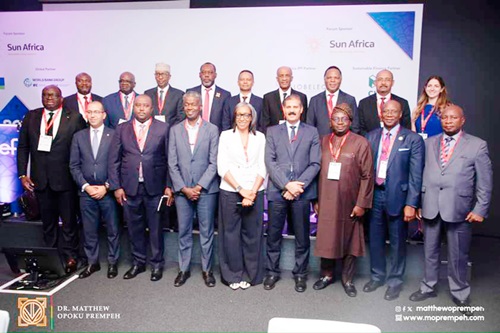 Dr Matthew Opoku Prempeh (arrowed), Minister of Energy, and global energy leaders and experts after the forum