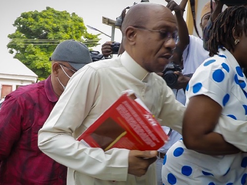 Godwin Emefiele arriving court in July