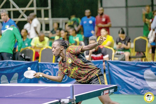 Ghana’s Celia Baah-Danso in action in the women’s singles yesterday