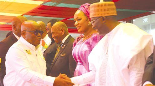 Vice-President Mahamudu Bawumia (right) welcoming President Akufo-Addo to the parade. With them are Samira Bawumia, wife of the Vice-President, and Sam Okudzeto, a member of the Council of State  Picture: SAMUEL TEI ADANO