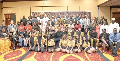 A cross-section of guests and participants with some African-American student dancers representing various African countries