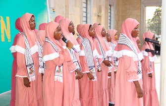Some students reciting a Ramadan Nasheed (Hymn) to usher in the holy month