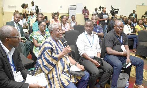  Dr Anthony Nsiah-Asare (with mic), Presidential Advisor on Health, answering a question during the summit  