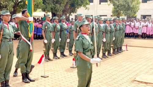 A section of the cadet corps on parade at the launch of the anniversary in Tamale