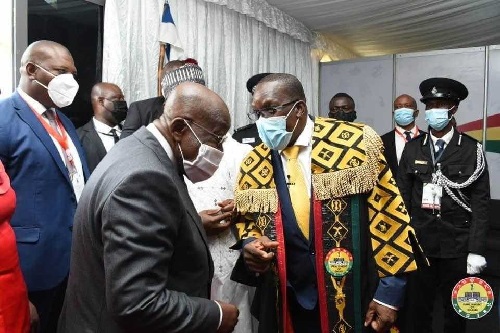President Akufo-Addo (left) with the Speaker of Parliament, Alban Sumana Kingsford Bagbin