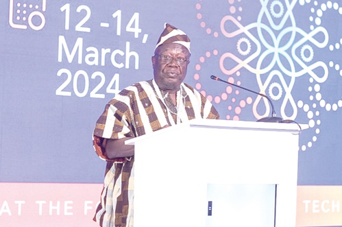Dr Kwaku Afriyie (right), Minister of state at the presidency in charge of SIGA, speaking as the guest speaker at the Ministry of Energy maiden Africa Energy Technology Conference. Picture: CALEB VANDERPUYE 
