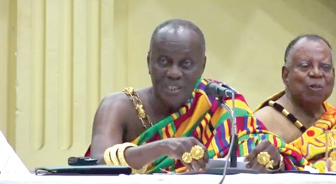 Nana Otuo Siriboe Il,  Chairman of the Council of State, delivering his address at the book launch