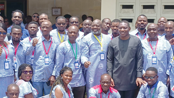 Herbert Krapa (arrowed), Deputy Minister of Energy, with members of the General Transport, Petroleum and Chemical Workers Union at their conference