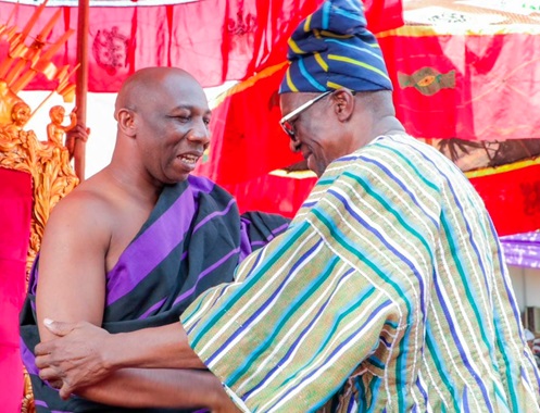 Mr Bagbin with Odeneno Dr Affram Brempong III, Paramount Chief and President of the Suma Traditional Council