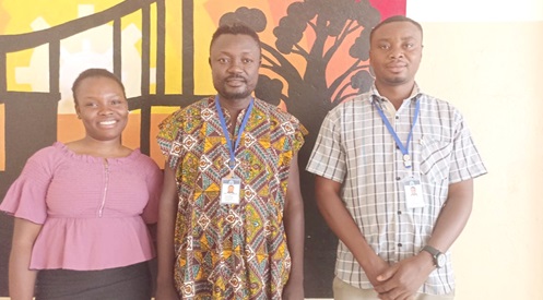 Prof. Callistus Tengan (middle), Project Team Leader, with two team members