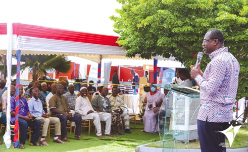 Dr Joseph Siaw Agyepong, the Executive Chairman of Zoomlion and Jospong Group of Companies, addressing the staff