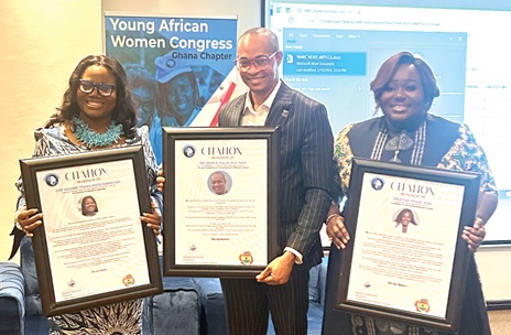 COP Maame Yaa Tiwaa Addo-Danquah (left), Executive Director of the Economic and Organised Crime Office, and Dr John Halm, the Member of Parliament for the Trobu Constituency, holding the citations presented to them at the function