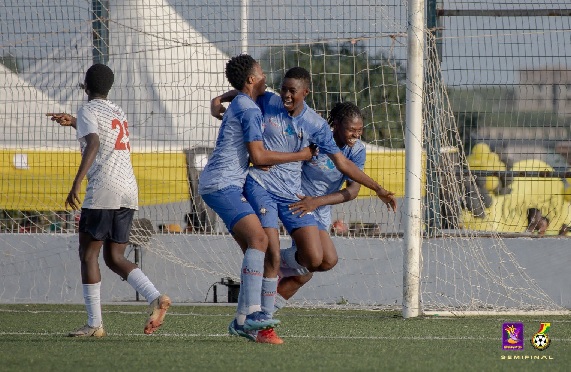 Police Ladies players celebrating one of their goals last Sunday