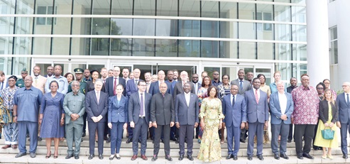 Vice-President Dr Mahamudu Bawumia (6th from right) and Irchad Razaaly (6th from left), Head of the EU delegation to Ghana, with other dignitaries at the event