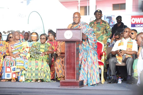 President Akufo-Addo delivering his speech at the climax of the 25th anniversary celebration of the Asantehene. Picture: emmanuel BAAH  
