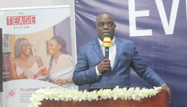 Prof Felix Nikoi Hammond chairman of Governing Council of Dominion university college addressing the  launch of the new five pillars of Dominion university college in Accra