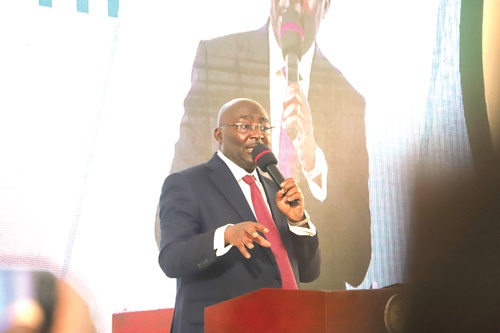 Dr Mahamudu Bawumia (inset) addressing participants in the event. Picture: EDNA  SALVO-KOTEY 