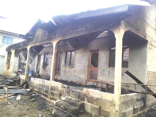 The remains of the three-bedroom house after the fire