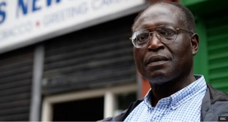 Nelson Shardey outside his old shop, Nelson's News