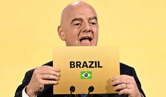 Gianni Infantino, FIFA President announcing Brazil as the first South American country to host a Women's World Cup