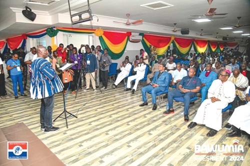Dr Mahamudu Bawumia addressing members of the clergy in Bolgatanga