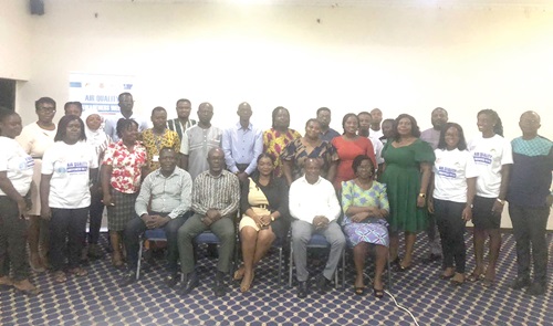 Selina Amoah (seated right), acting Director of EPA, and Desmond Appiah (seated 2nd left), Country Lead for the Clean Air Fund, with other stakeholders at the launch of the Air Quality Awareness Week