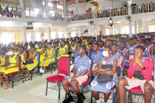  Victor Nuamah (inset) speaking to the students