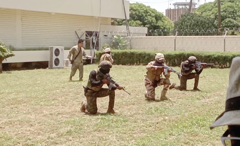Security personnel conducting a simulation exercise