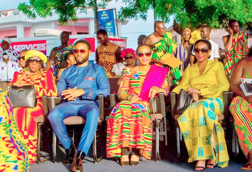 Nana Konadu Agyeman-Rawlings (left), former First Lady, and her children at the durbar held to celebrate the Asantehene’s 25th anniversary