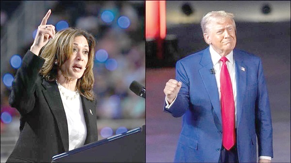 Kamala Harris (left), Democrat candidate, and Republican Candidate Donald Trump 