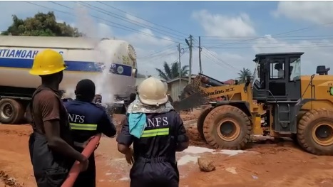 Gas tanker accident at Gbawe: Fire service controls leakage situation