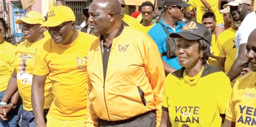Alan Kyerematen leading the walk with some of the supporters of the Movement for Change