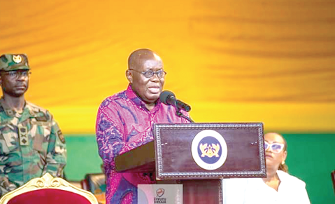 President Akufo-Addo (left) addressing the people in Cape Coast