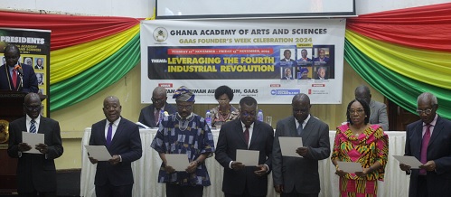 Newly elected fellows reading out their declaration. Picture: CALEB VANDERPUYE 