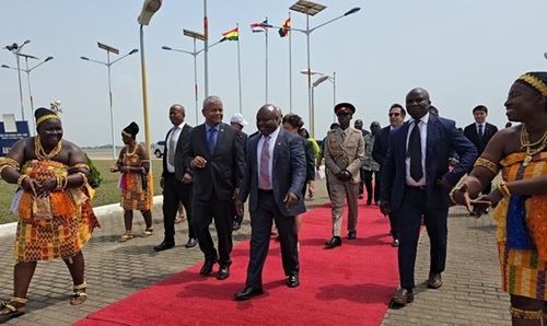 Ramkalawan and his delegation were welcomed by Ghana’s Minister of State for Public Enterprises, Joseph Cudjoe. (State House) 