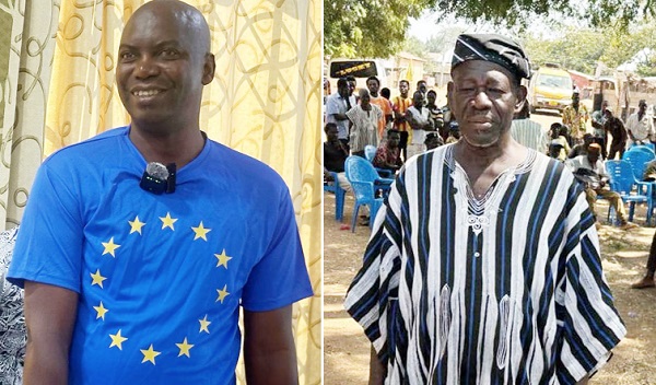 Abu Huudu, Upper West Regional Director of Agric and Thomas Banue, a farmer in Duong