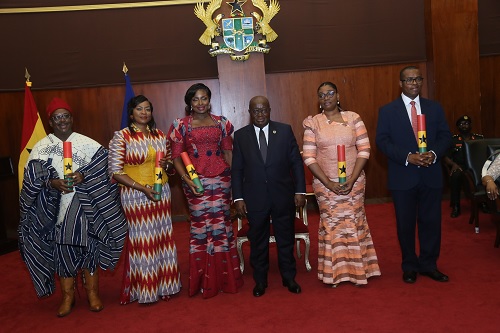  President Akufo-Addo (3rd from right), with the envoyes at the Jubilee House. Picture: SAMUEL TEI ADANO