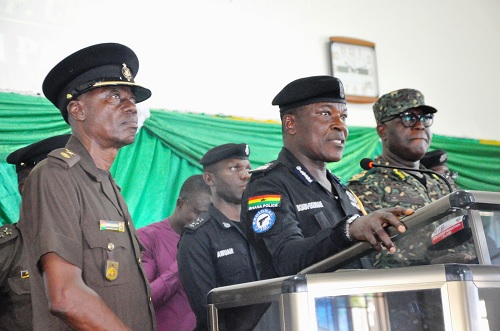  DCOP Andrews Boadu-Ekumah (left), Volta Regional Police Commander, speaking to the congregants