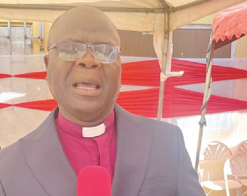 Rev. Enoch Nii Naah Thompson, Executive President of the Ghana Baptist Convention, speaking at the 10th anniversary celebration of the Saviour Baptist Church at Senya Beraku