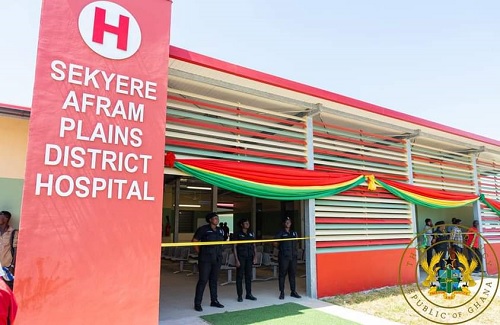 Front view of the Sekyere Afram Plains District Hospital, one of the hospitals inaugurated by President Akufo-Addo