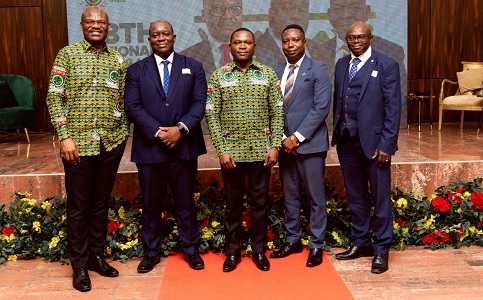  Francis Nyamekye (2nd from right), Chief Compliance Officer, FirstBank Ghana, with the moderator and panellists 