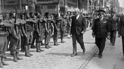 The Tirailleurs Senegalais, seen here at the end of the conflict, were sent to France ahead of an anticipated German invasion during World War Two