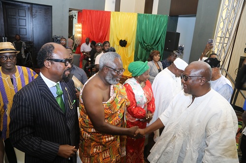 Former President John Dramani Mahama (right) exchanging pleasantries with some flag bearers of political parties at the signing of the Peace Pact in Accra. Former President John Dramani Mahama (right) exchanging pleasantries with some flag bearers of political parties at the signing of the Peace Pact in Accra.