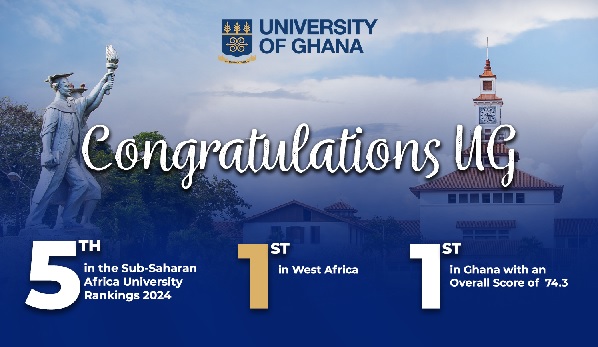 University of Ghana excels in 2024 Sub-Saharan Africa Rankings, Places fifth in Africa, first in Ghana and West Africa